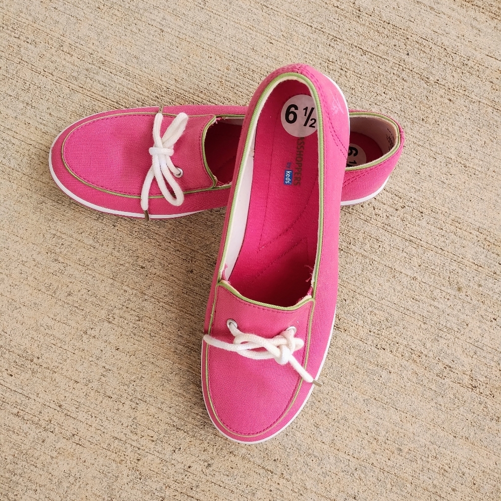 Women's Pink Canvas Slip-On  Loafers - Size 6½